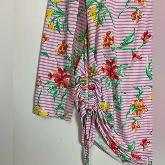 IBKUL Womens Top Large 1/4 Zip UPF Long Sleeve Pink Floral Mesh Golf Pickleball - Picture 7 of 14